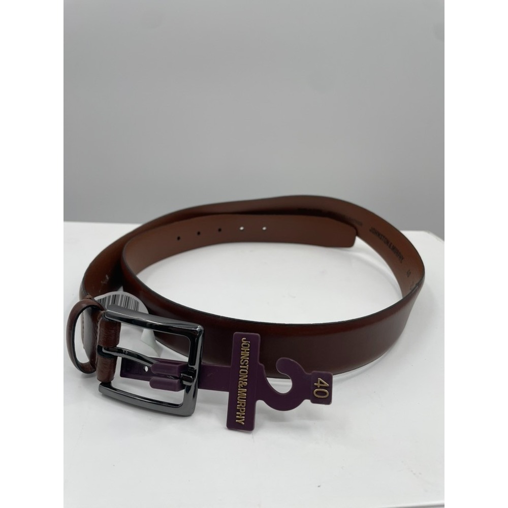 NWT Johnston & Murphy Belt Men's 40‎ Brown Leather Buckle Performance Classic